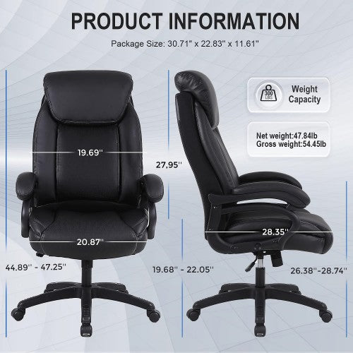 KASORIX Ergonomic Office Chair, Adjustable Swivel Chair with PU Leather, High-Back Lumbar Support, Flip-Up Armrests for Home, Office (Black) KASORIX Ergonomic Office Chair, Adjustable Swivel Chair with PU Leather, High-Back Lumbar Support, Flip-Up Armrests for Home, Office (Black)